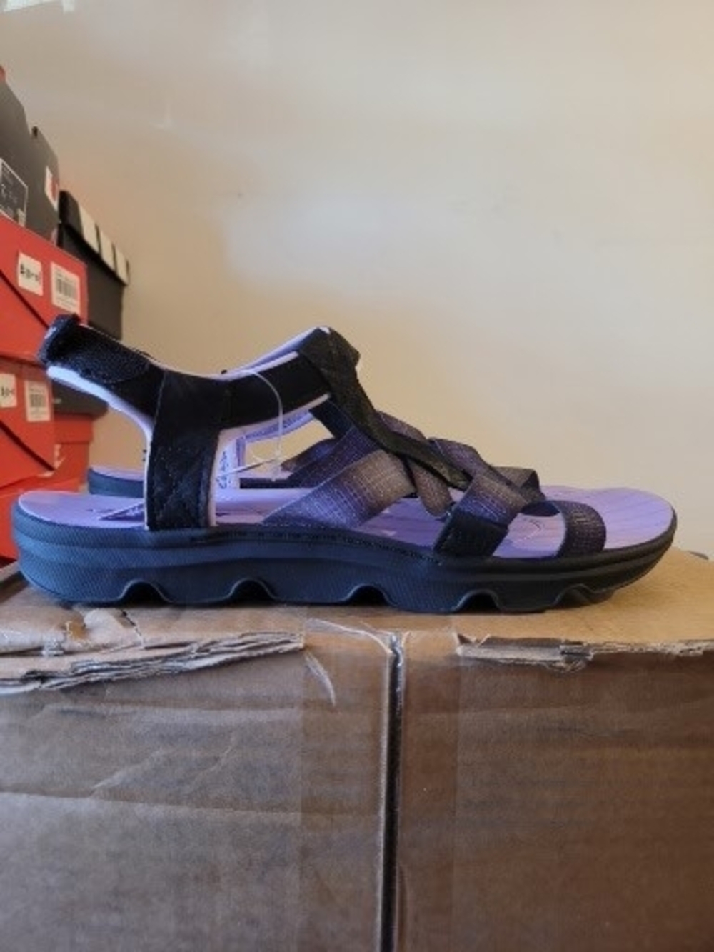 Comfort Trail Sandals in Purple with Black Straps